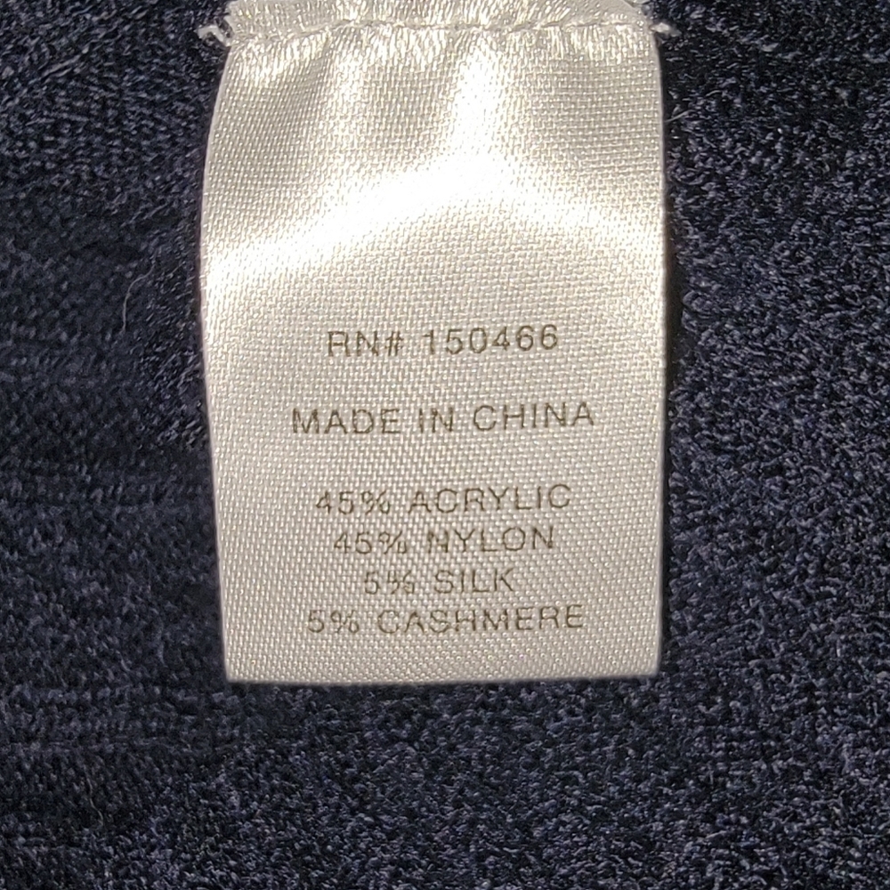 MARKET & SPRUCE Silk & Cashmere Blend Mini Cable Knit Navy Sweater Size Medium - Picture 6 of 9